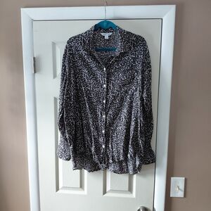 Old Navy Black, Gray and Cream Leopard Print Blouse